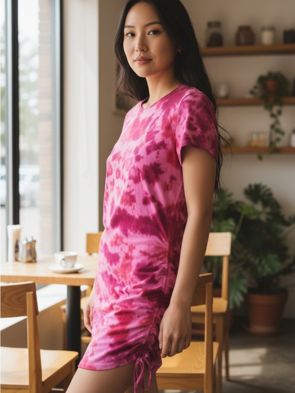 PINK Victoria's Secret Hot Pink Tie-Dye T-Shirt Dress - Picture 1 of 8